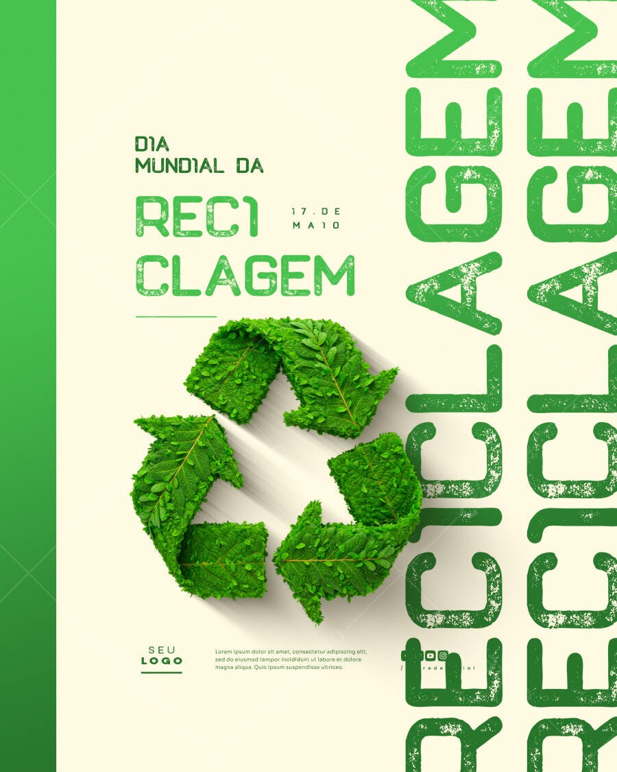 Poster Dia Mundial da Reciclagem 17 de Maio PSD Editável