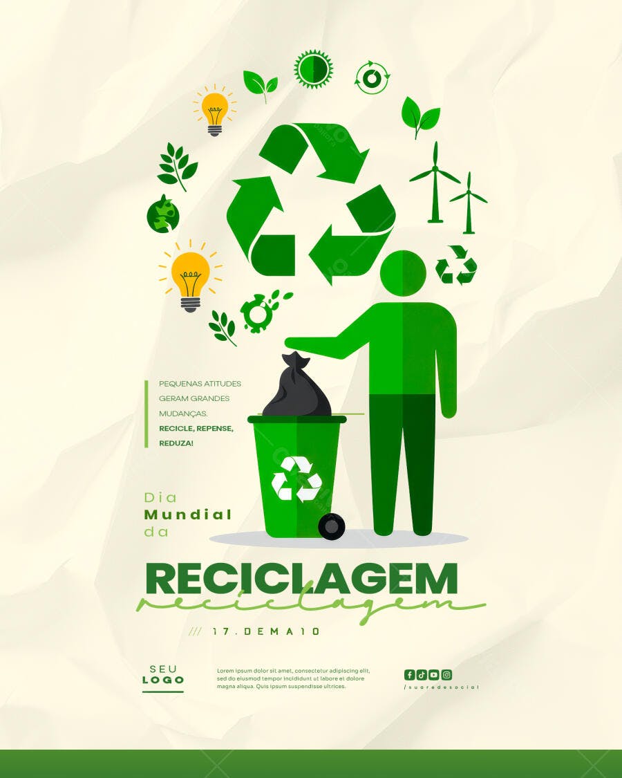Poster Dia Mundial da Reciclagem PSD Editável