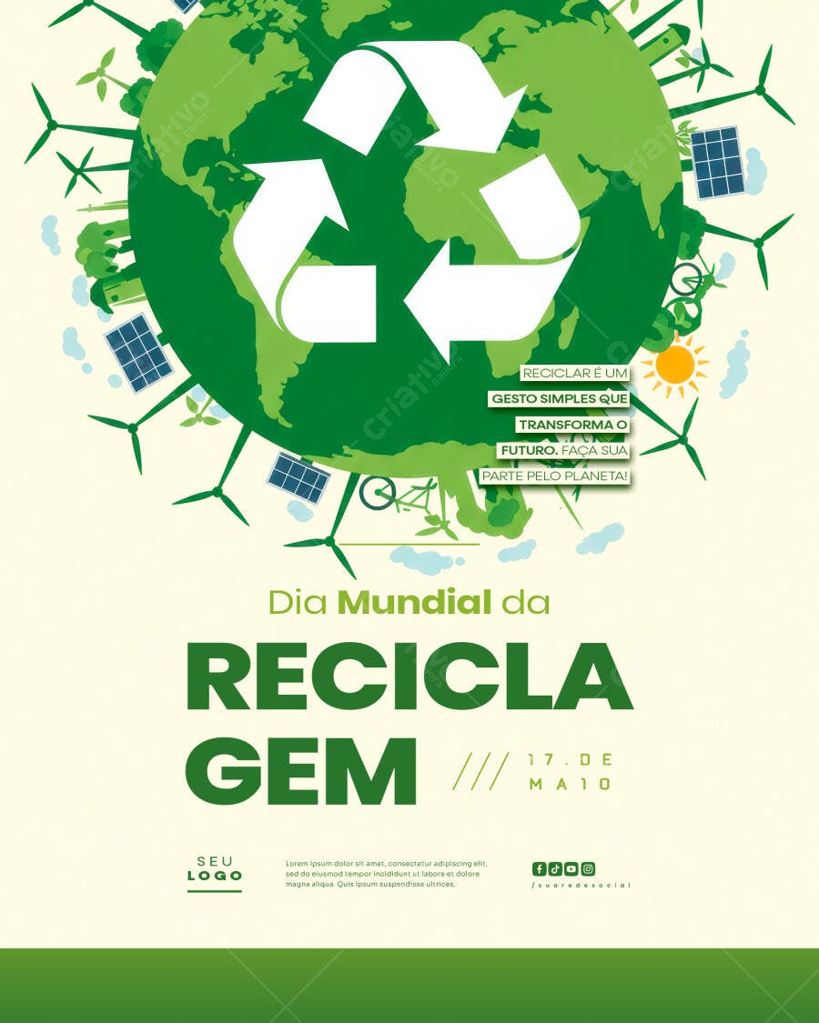 Poster Dia Mundial da Reciclagem PSD Editável