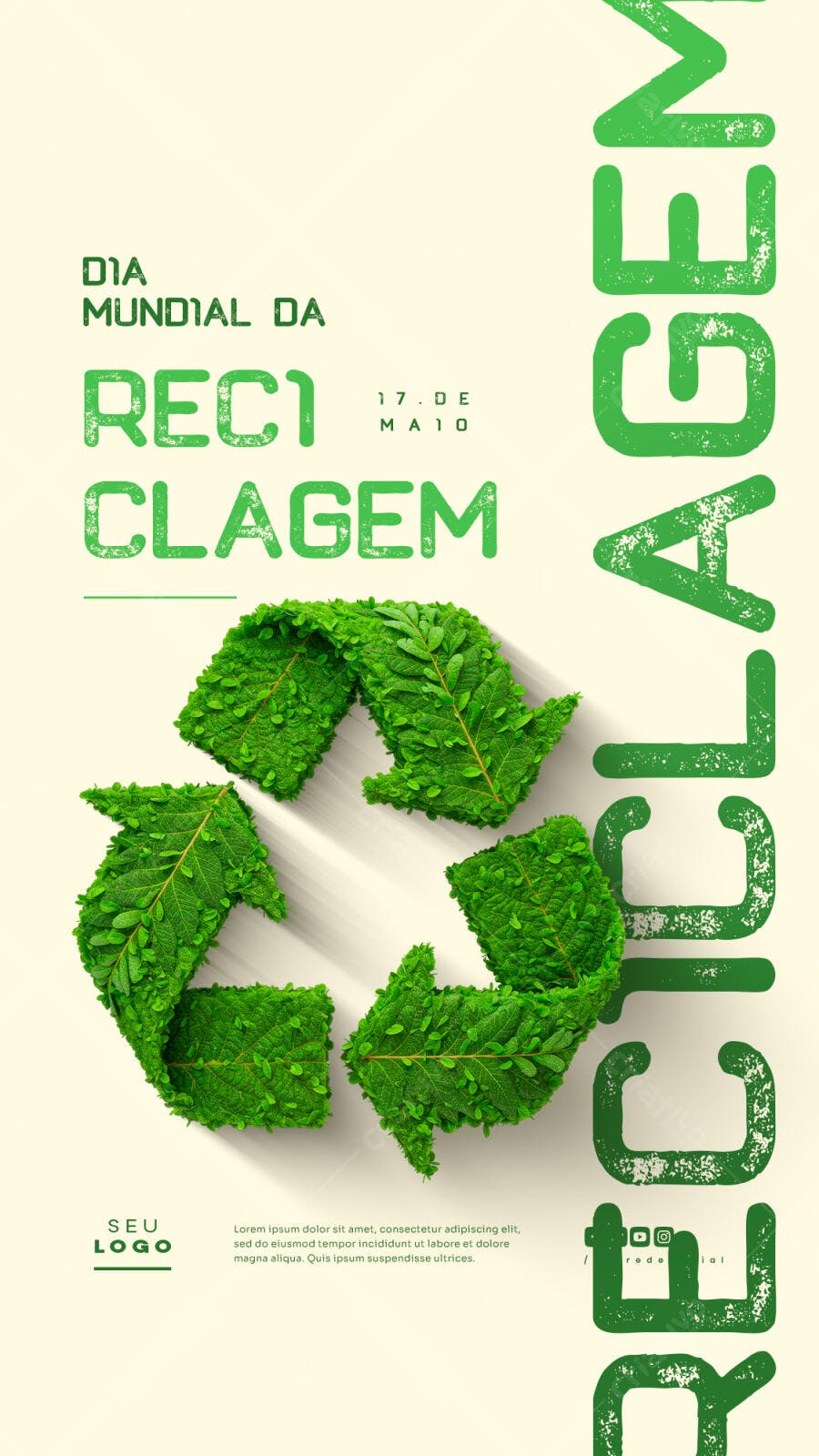 Flyer Dia Mundial da Reciclagem 17 de Maio PSD Editável