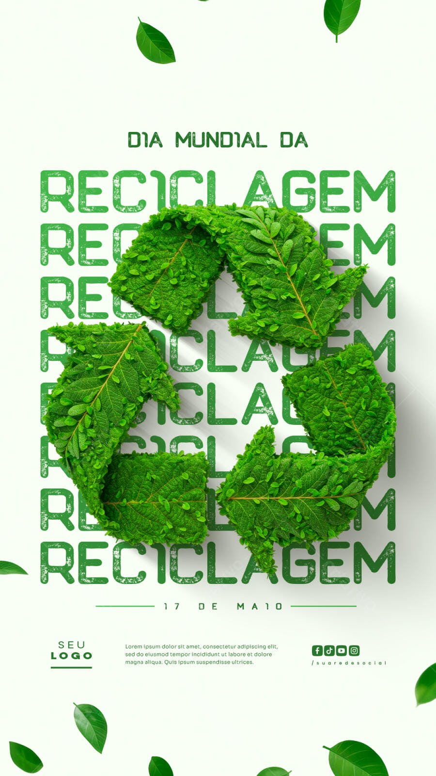 Flyer Dia Mundial da Reciclagem 17 de Maio PSD Editável