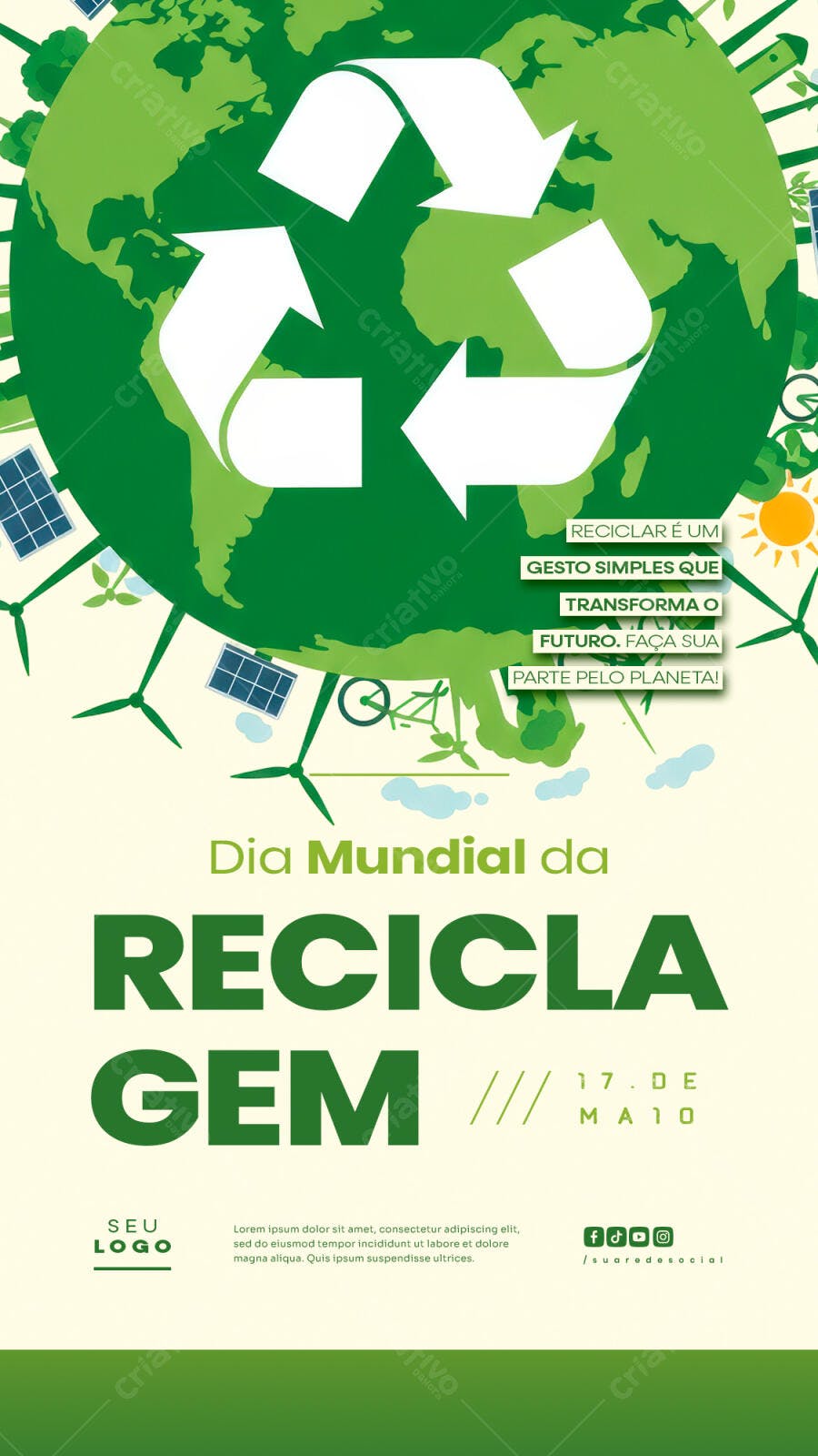 Poster Dia Mundial da Reciclagem PSD Editável