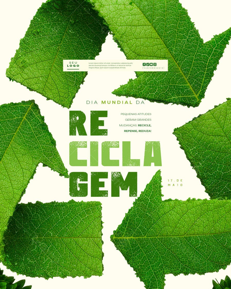 Flyer Dia Mundial da Reciclagem 17 de Maio PSD Editável