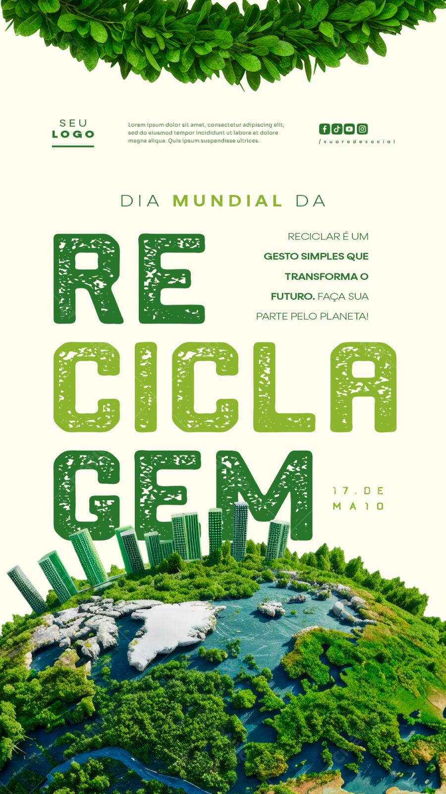 Flyer Dia Mundial da Reciclagem PSD Editável