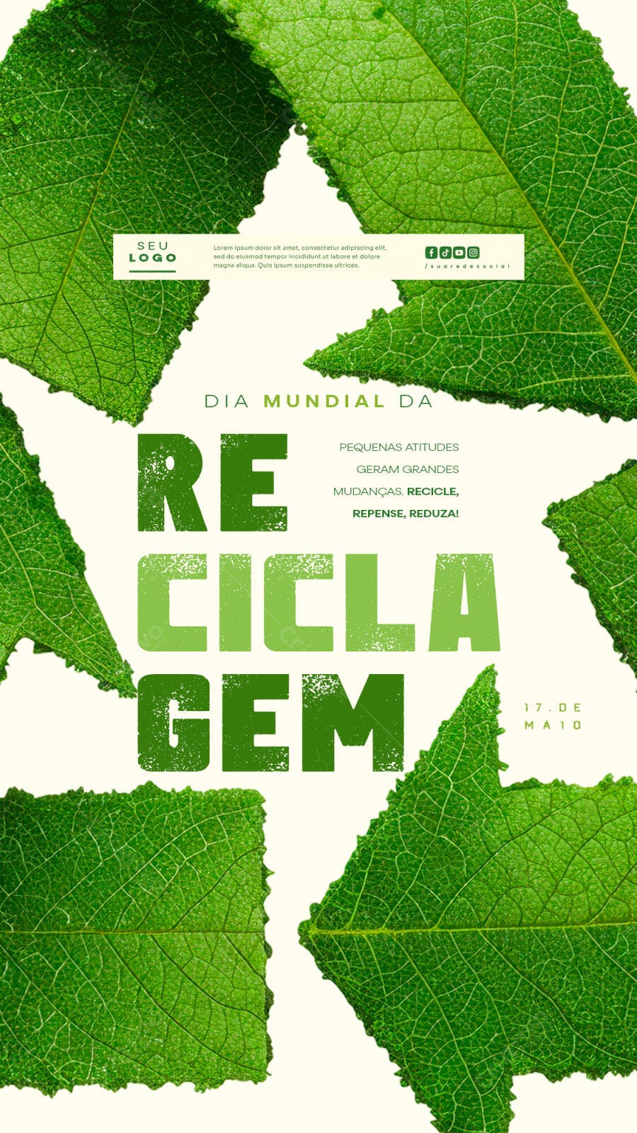 Flyer Dia Mundial da Reciclagem 17 de Maio PSD Editável
