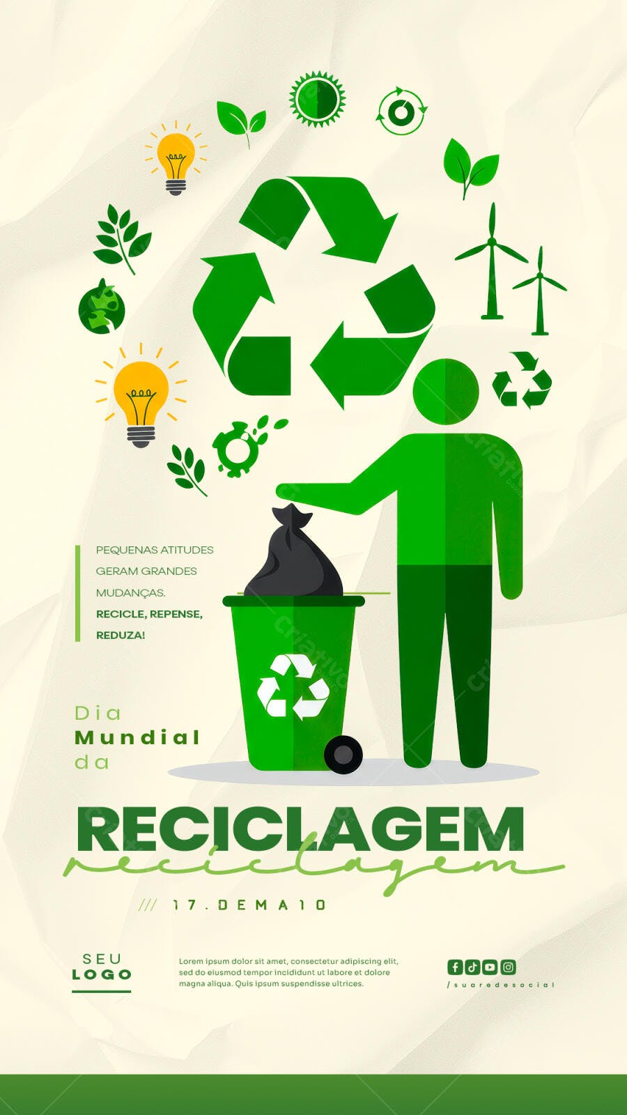Flyer Dia Mundial da Reciclagem 17 de Maio PSD Editável