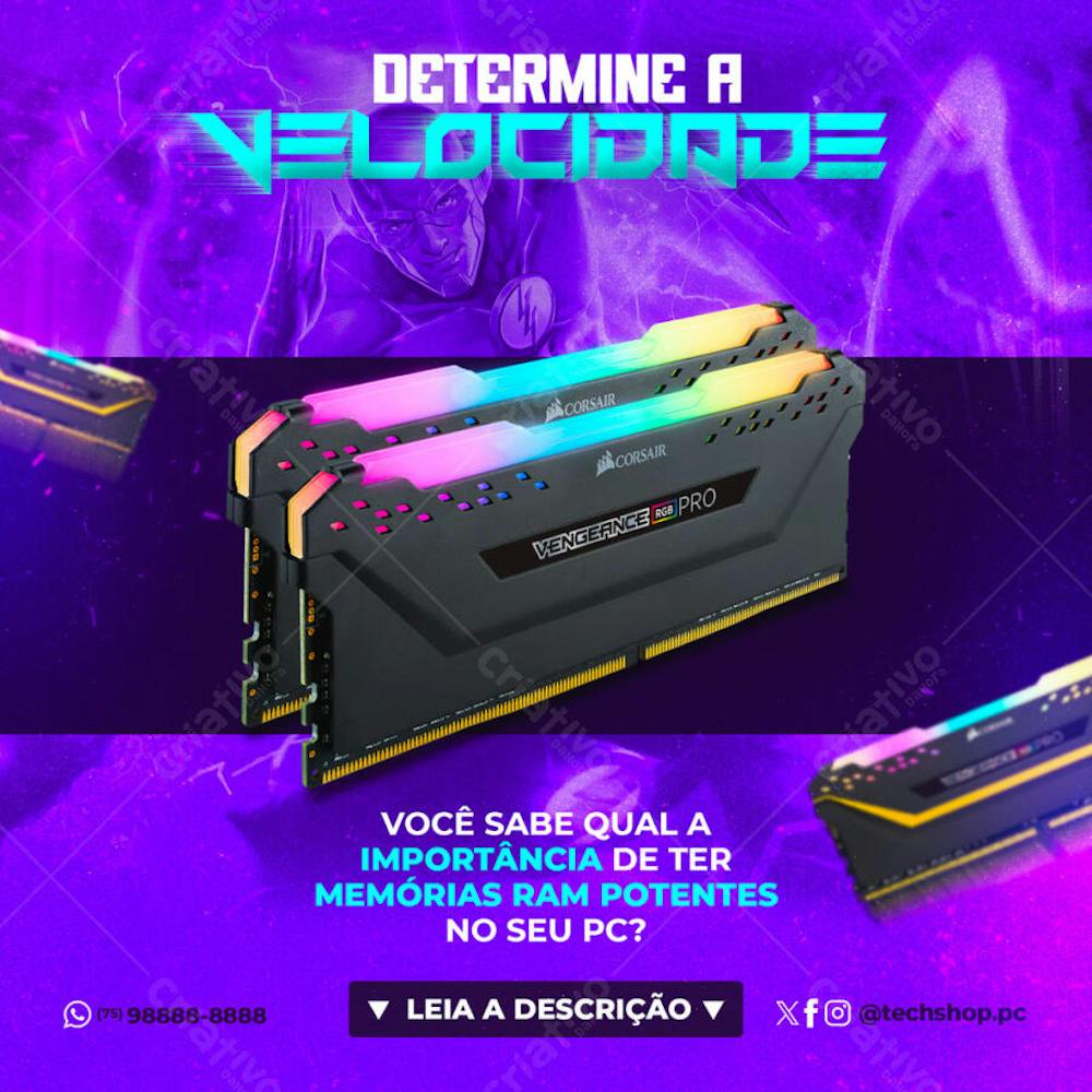 Feed Post Importância das Memórias Ram Potentes Social Media
