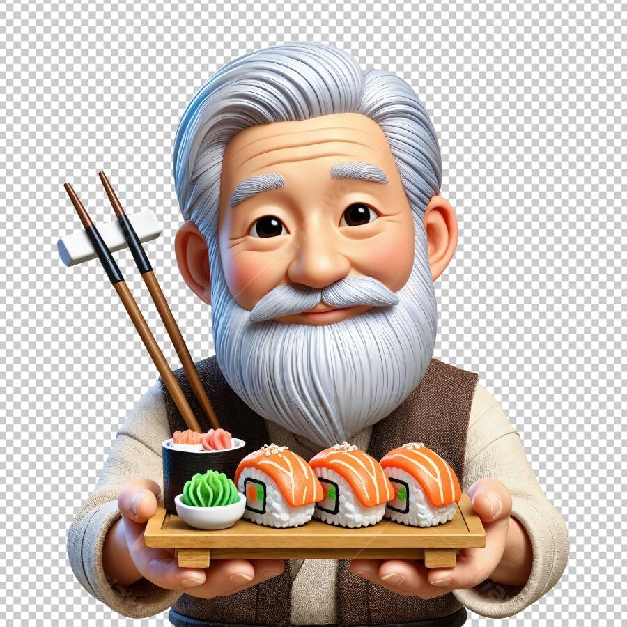 Avatar Chef Sushi PNG com fundo transparente