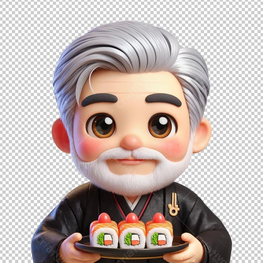 Avatar Chef Sushi PNG com fundo transparente