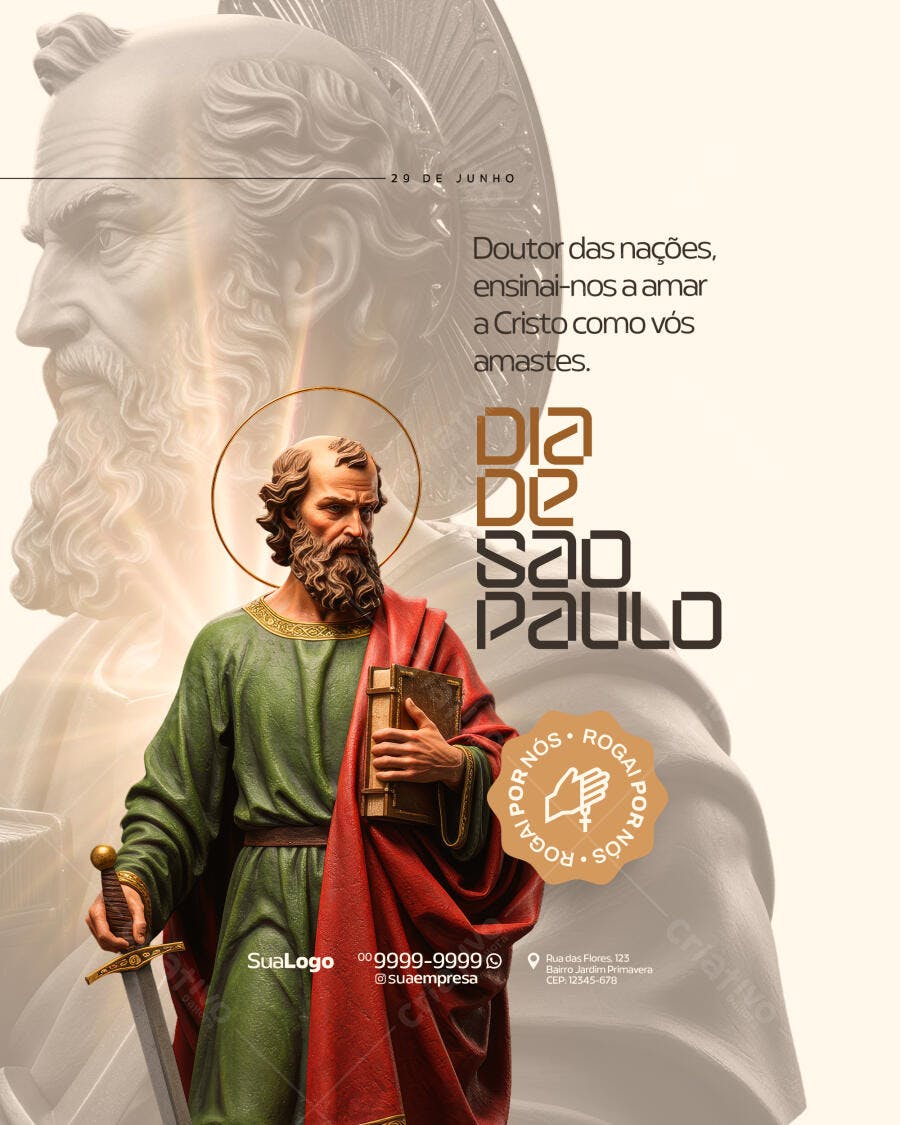Flyer Dia de São Paulo 29 de Junho PSD Editável