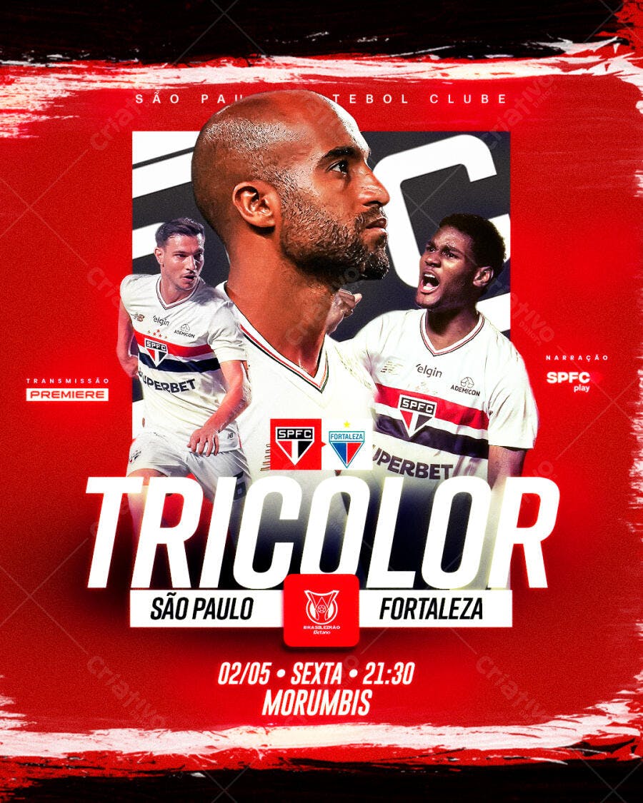 Flyer Jogo de Futebol São Paulo x Fortaleza PSD Editável