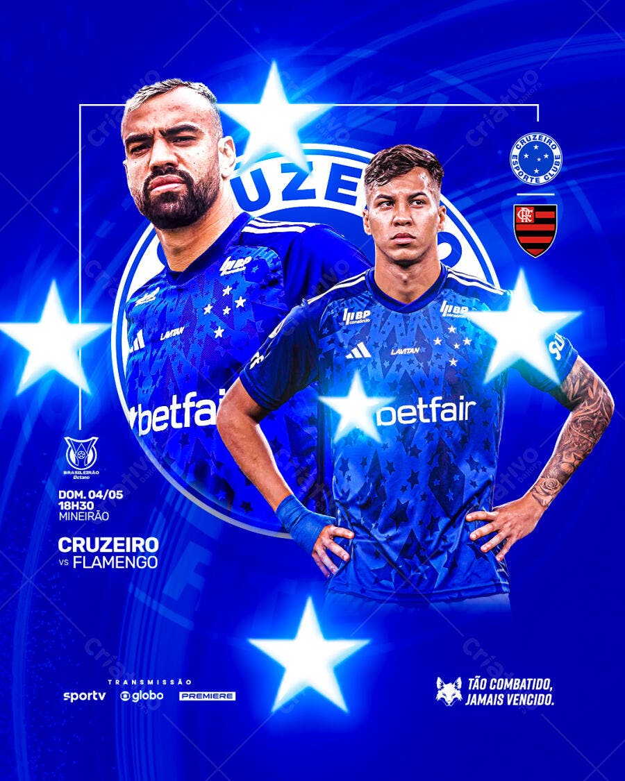 Post de Futebol Cruzeiro x Flamengo PSD Editável
