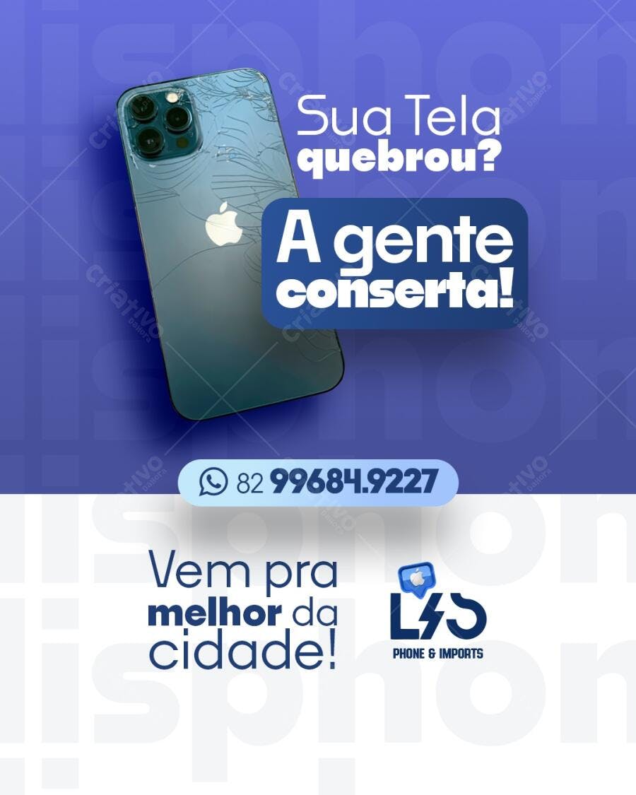 Post para Redes Sociais Reparo de Celular PSD Editável
