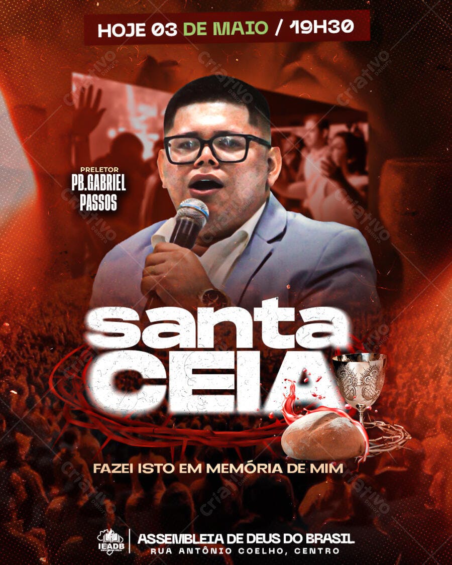 Flyer Santa Ceia 03 de Maio PSD Editável