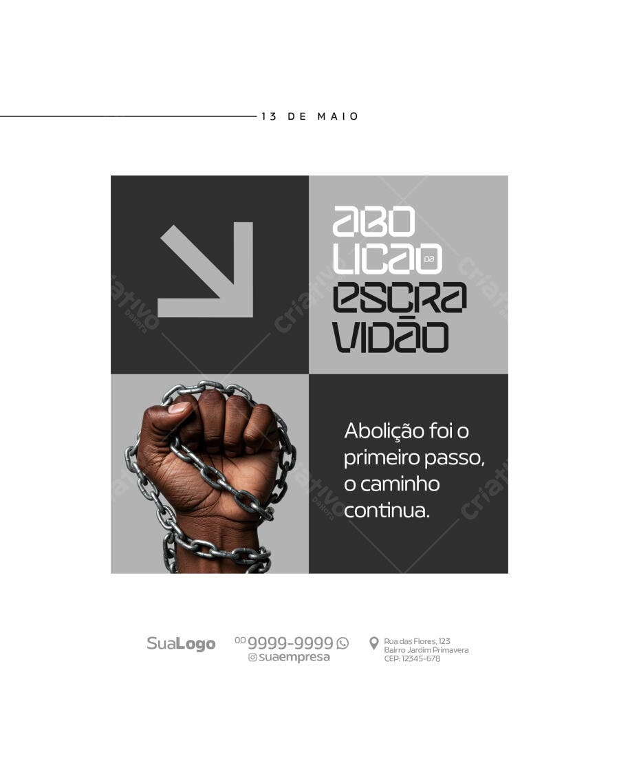 Post para Dia da Abolição da Escravidão PSD Editável