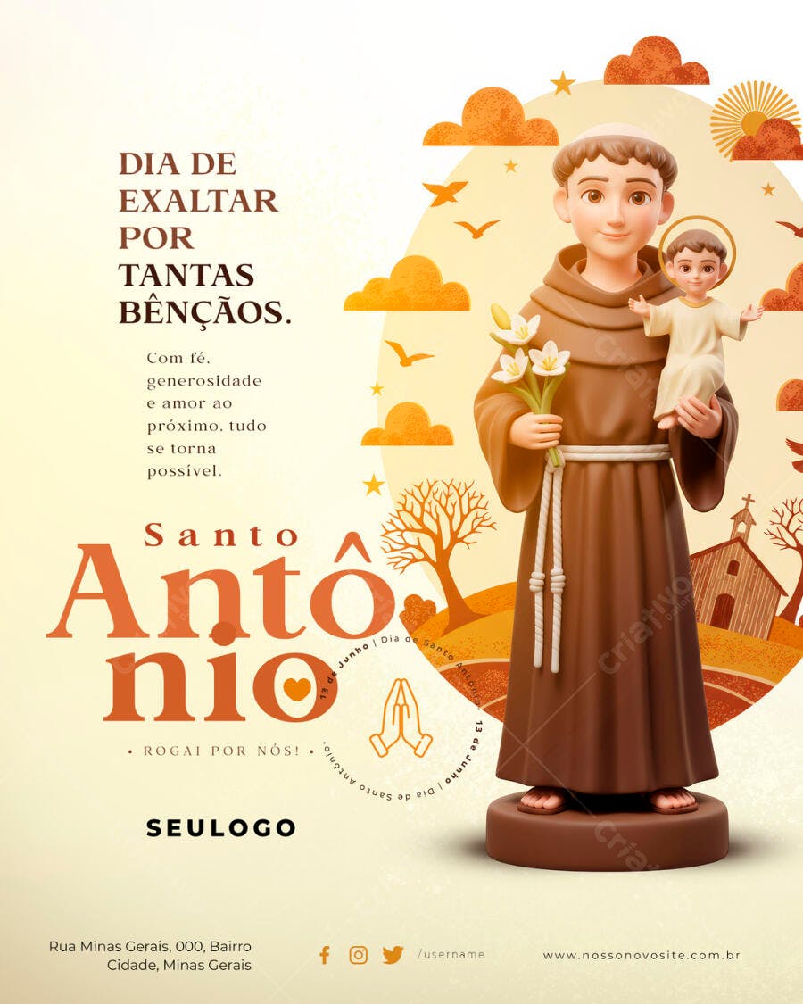 Flyer Dia de Santo Antônio PSD Editável