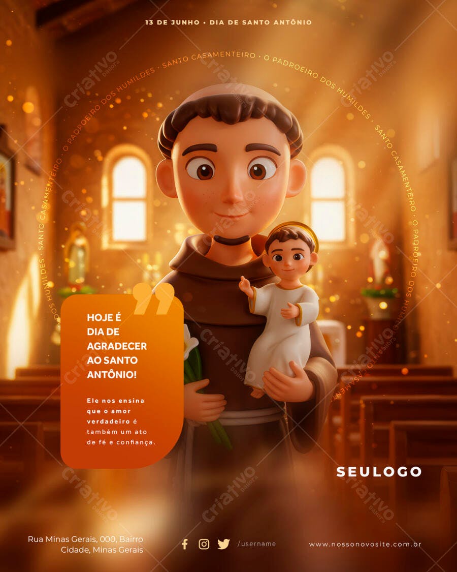Flyer Dia de Santo Antônio 13 de Junho PSD Editável