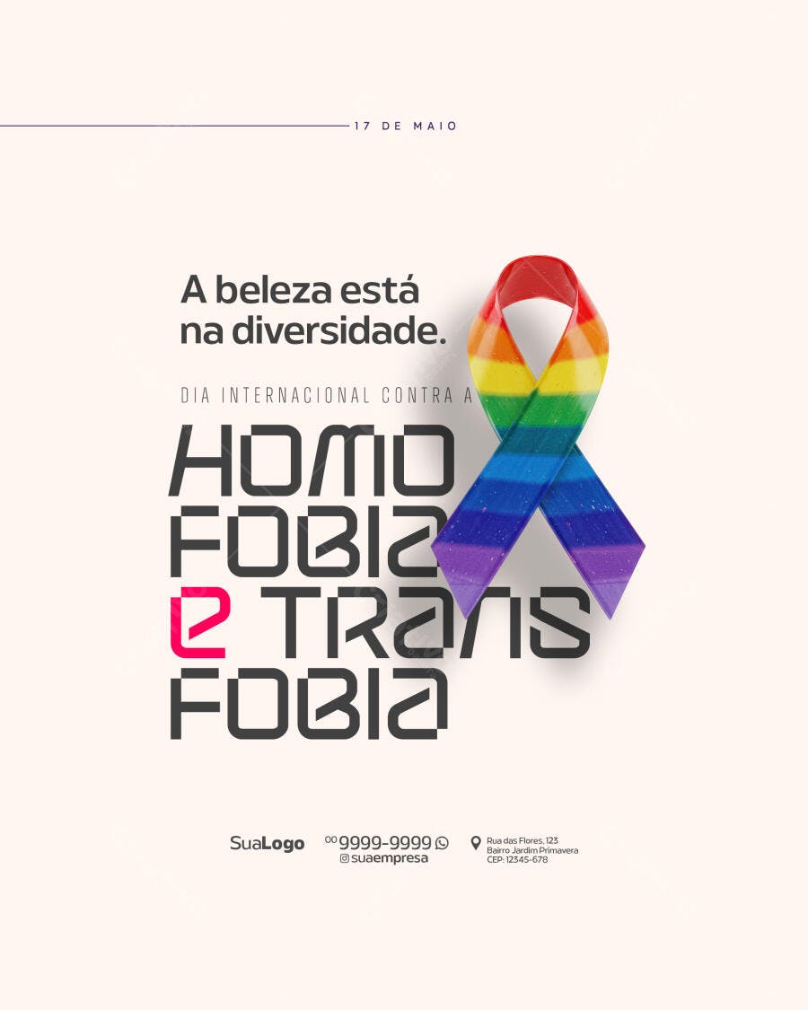 Flyer Dia Internacional Contra a Homofobia e Transfobia PSD Editável
