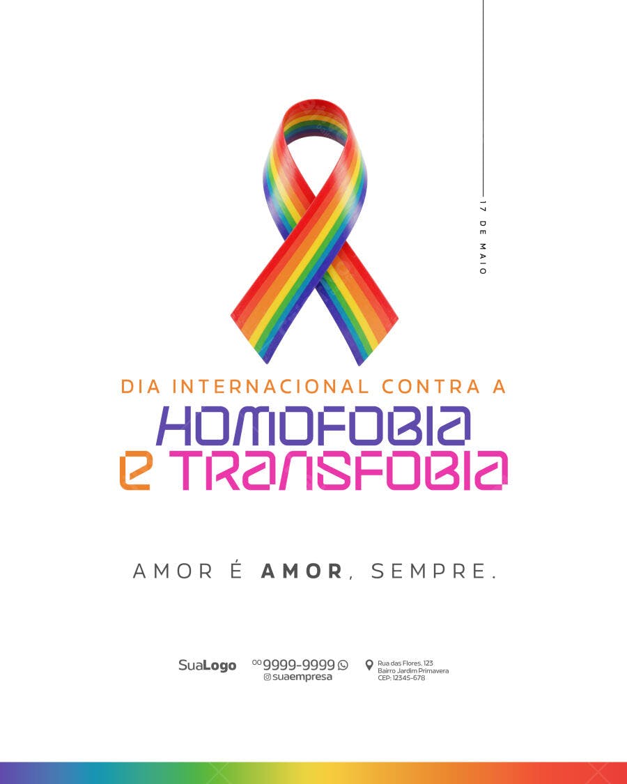Flyer Dia Internacional Contra a Homofobia e Transfobia PSD Editável