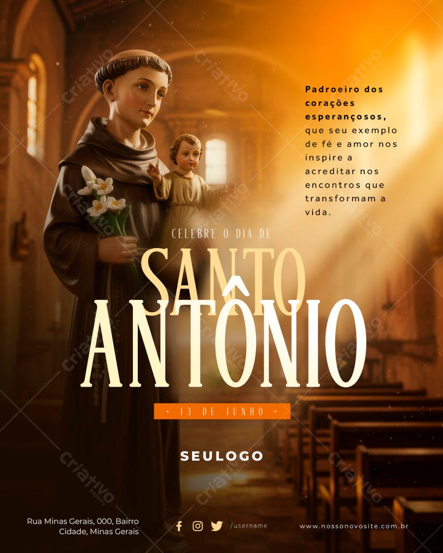 Flyer Dia de Santo Antônio 13 de Junho PSD Editável