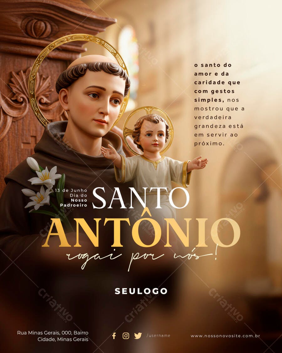 Poster Dia de Santo Antônio PSD Editável