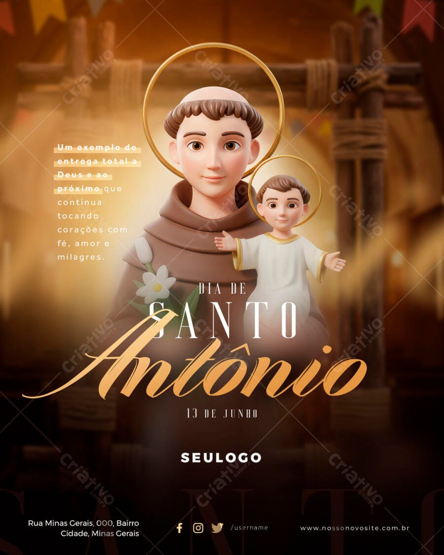 Flyer Dia de Santo Antônio 13 de Junho PSD Editável
