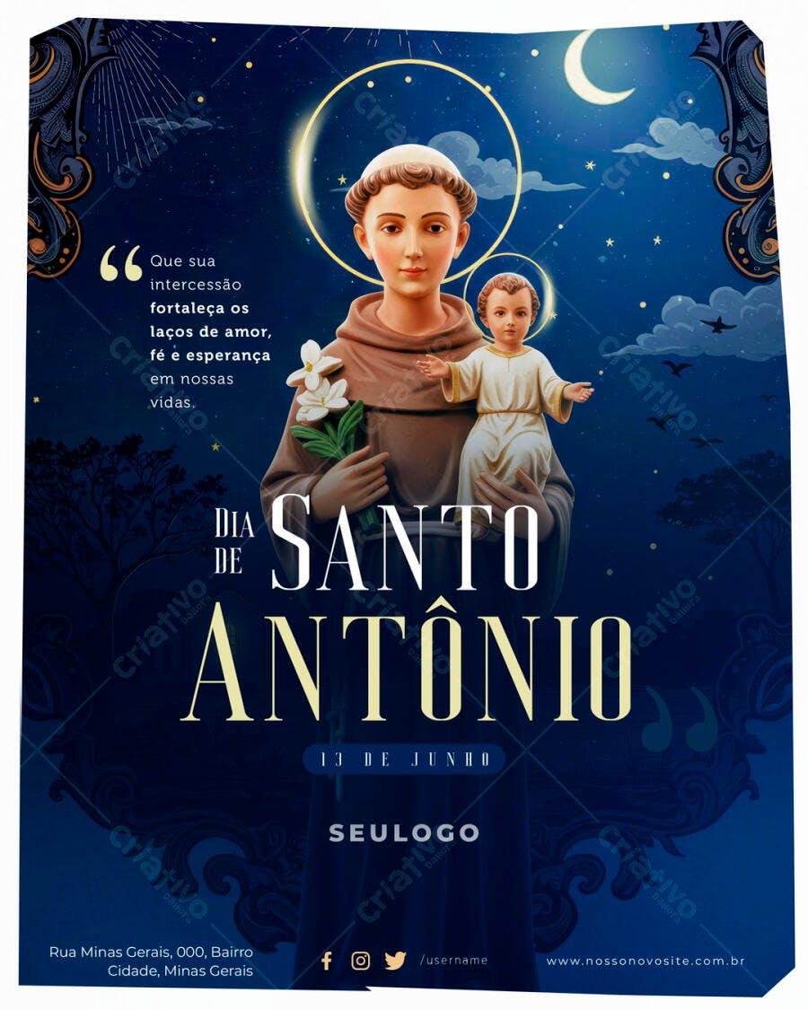 Flyer Dia de Santo Antônio 13 de Junho PSD Editável
