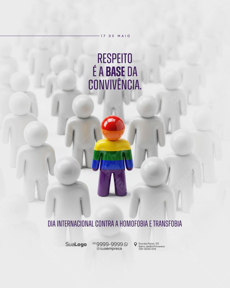 Flyer Dia Internacional Contra a Homofobia e Transfobia PSD Editável