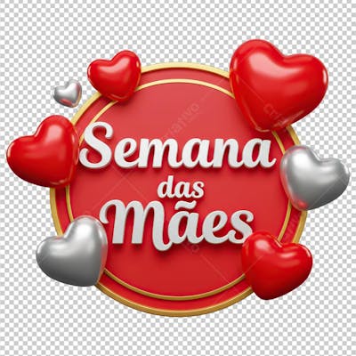 Selo Comemoração Semana das Mães Brasileiro em 3D