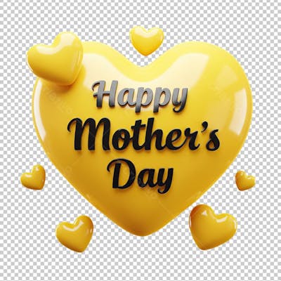Selo Happy Mothers Day Amarelo Renderizado em 3D