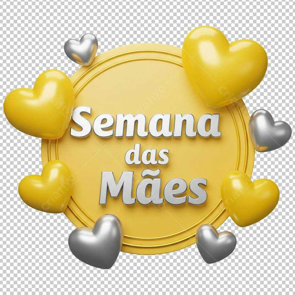 Semana das Mães Selo Amarelo com Corações