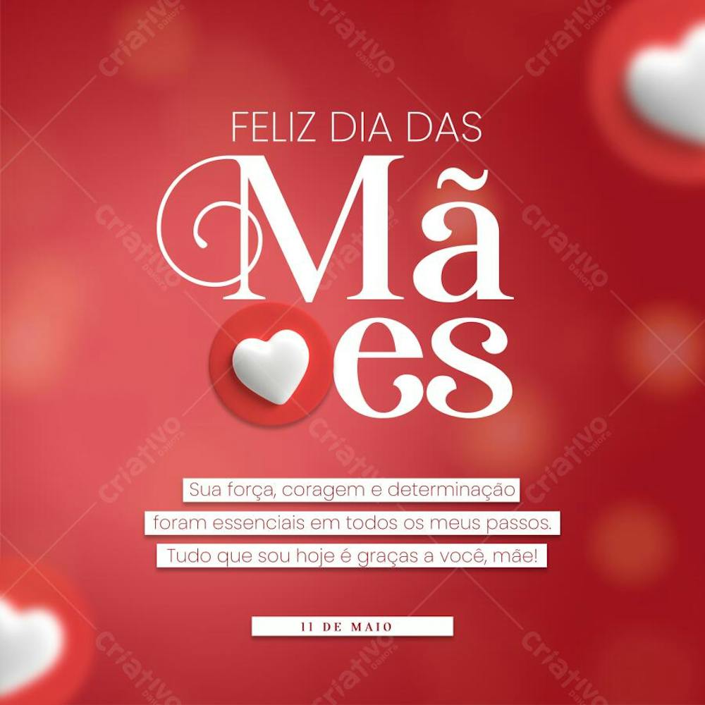 Flyer dia Das Mães Delicado com Corações