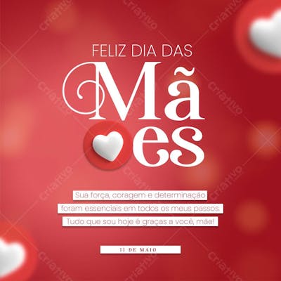 Flyer dia Das Mães Delicado com Corações