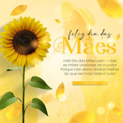 Flyer dia Das Mães Delicado com Girassol
