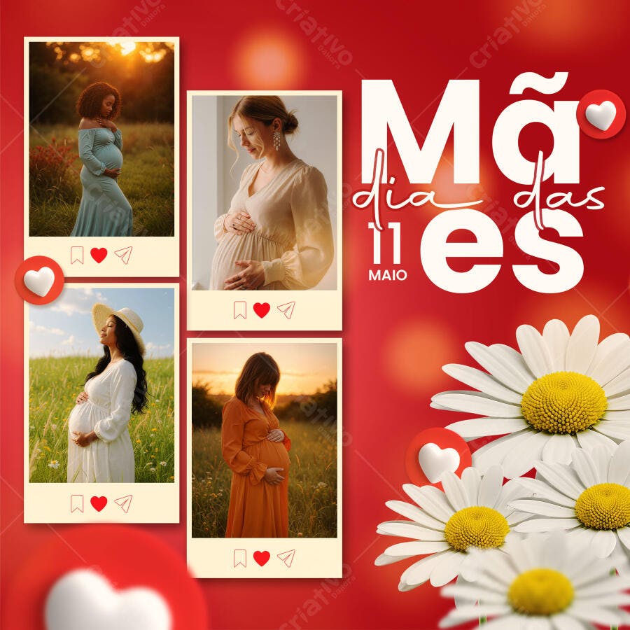 Flyer Dia das Mães com Fotos PSD Editável