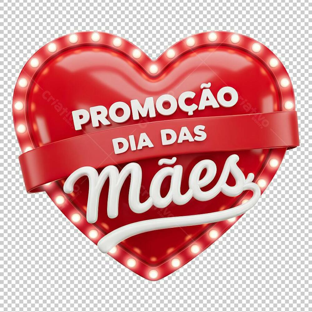 Promoção Dia das Mães com Selo Renderizado em 3D Luminoso