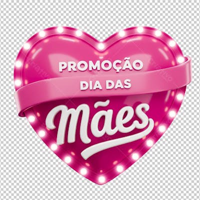 Promoção Dia das Mães Selo Renderizado em 3D