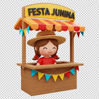 Mulher Caipira em Barraca de Festa Junina