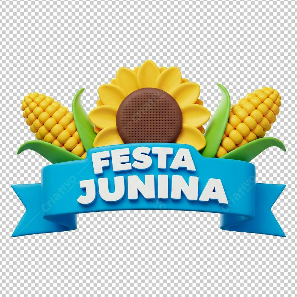 Festa Junina Selo Azul com Girassol e Milhos
