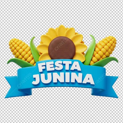 Festa Junina Selo Azul com Girassol e Milhos