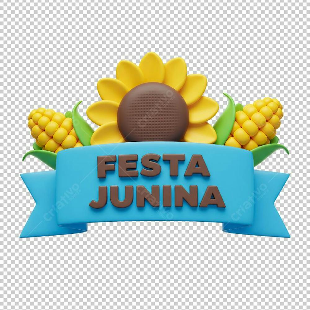 Selo Festa Junina Com Fita Azul