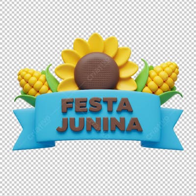 Selo Festa Junina Com Fita Azul