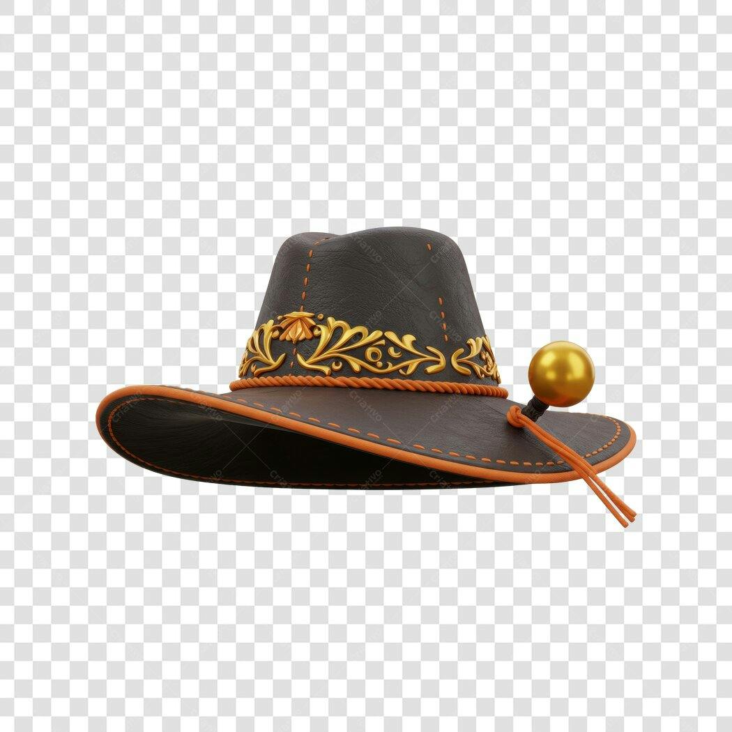 Mockup Chapéu Marrom Dourado PNG com fundo transparente