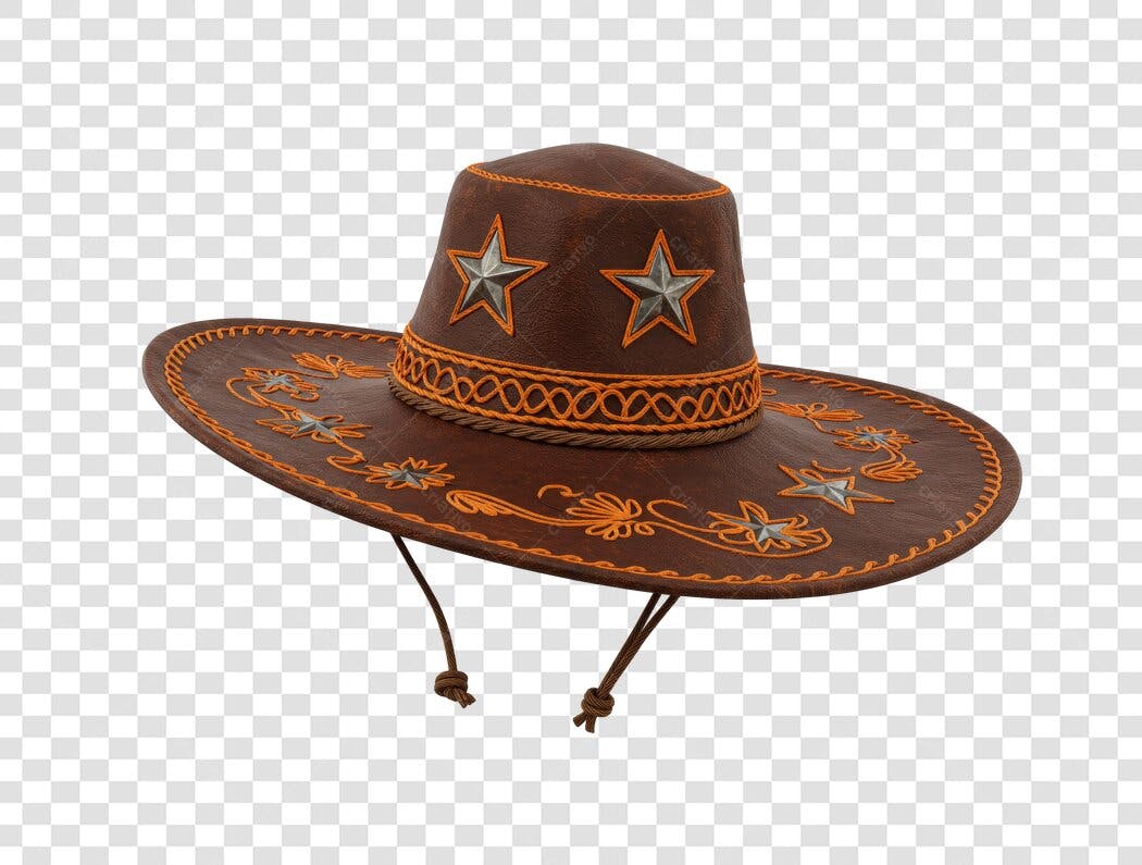 Mockup Chapeu Cowboy Marrom PNG com fundo transparente