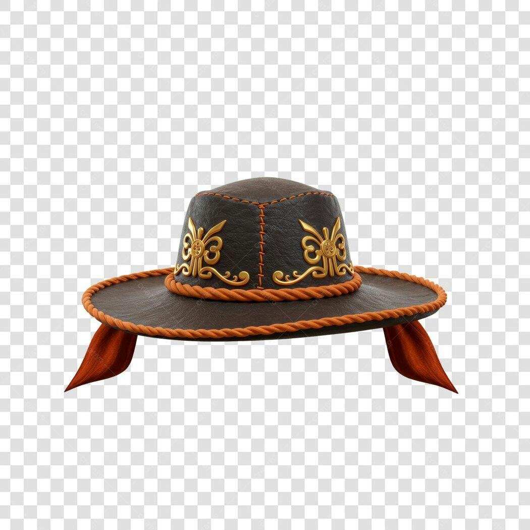 PNG Chapéu de pirata marrom e dourado com fundo transparente
