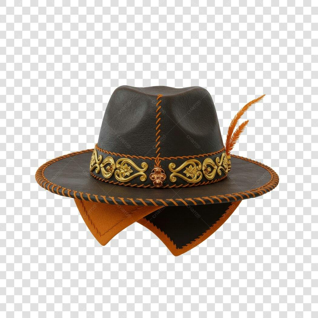 Mockup Chapéu Marrom Dourado PNG com fundo transparente