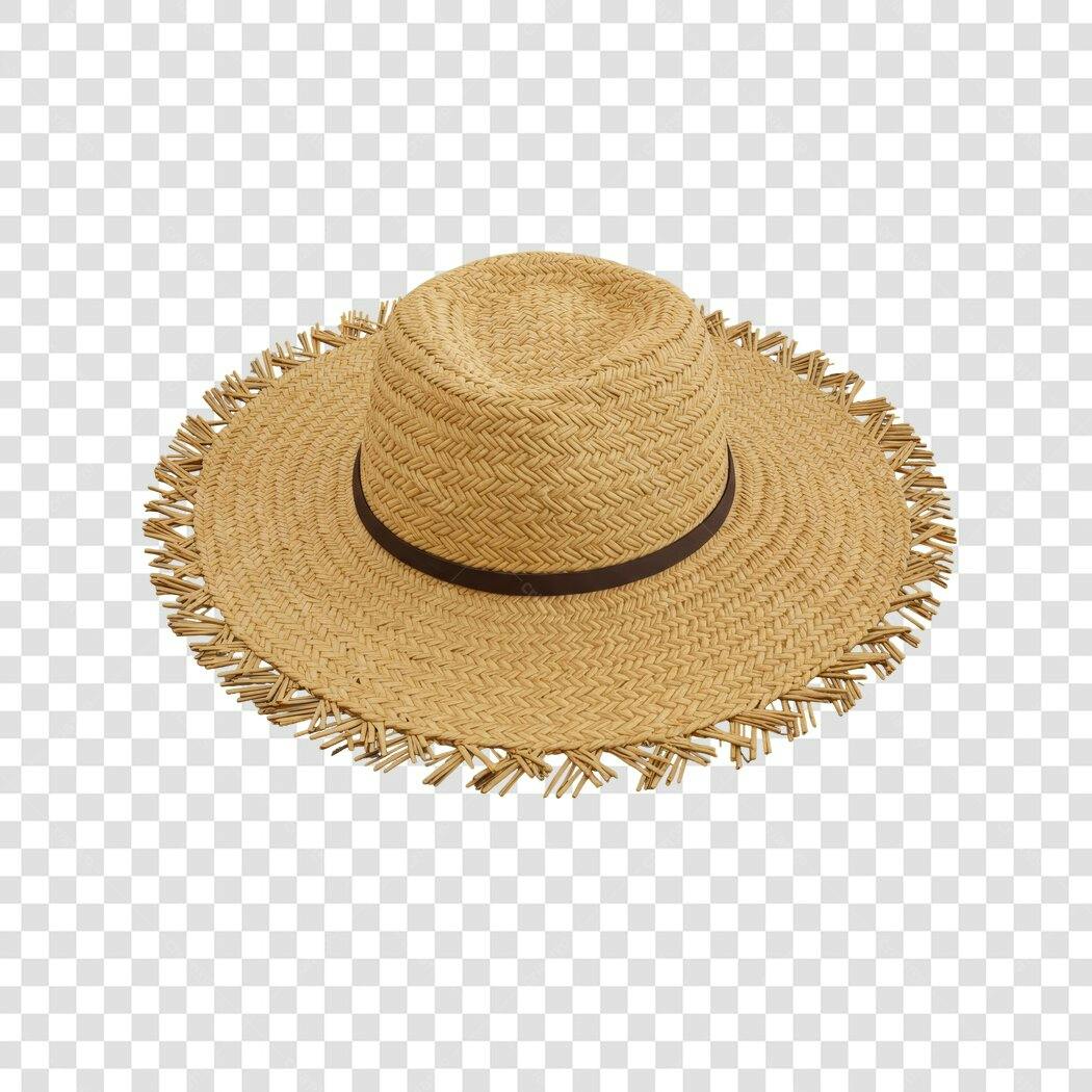 Chapéu de palha PNG com fundo transparente