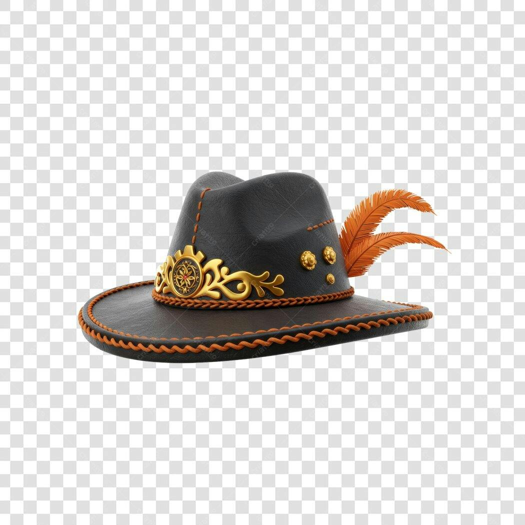 Mockup Chapéu Preto e Dourado PNG com fundo transparente