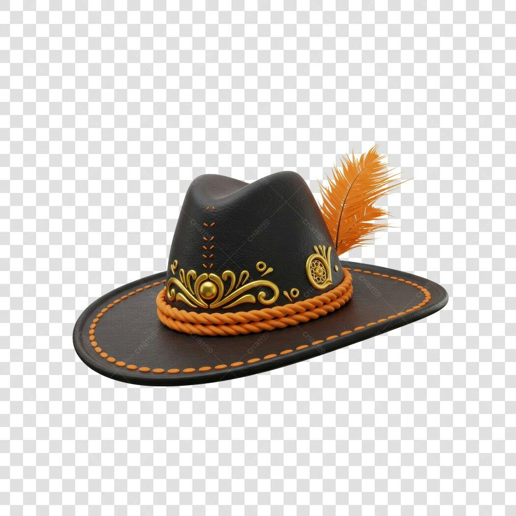Mockup Chapéu Preto e Dourado PNG com fundo transparente