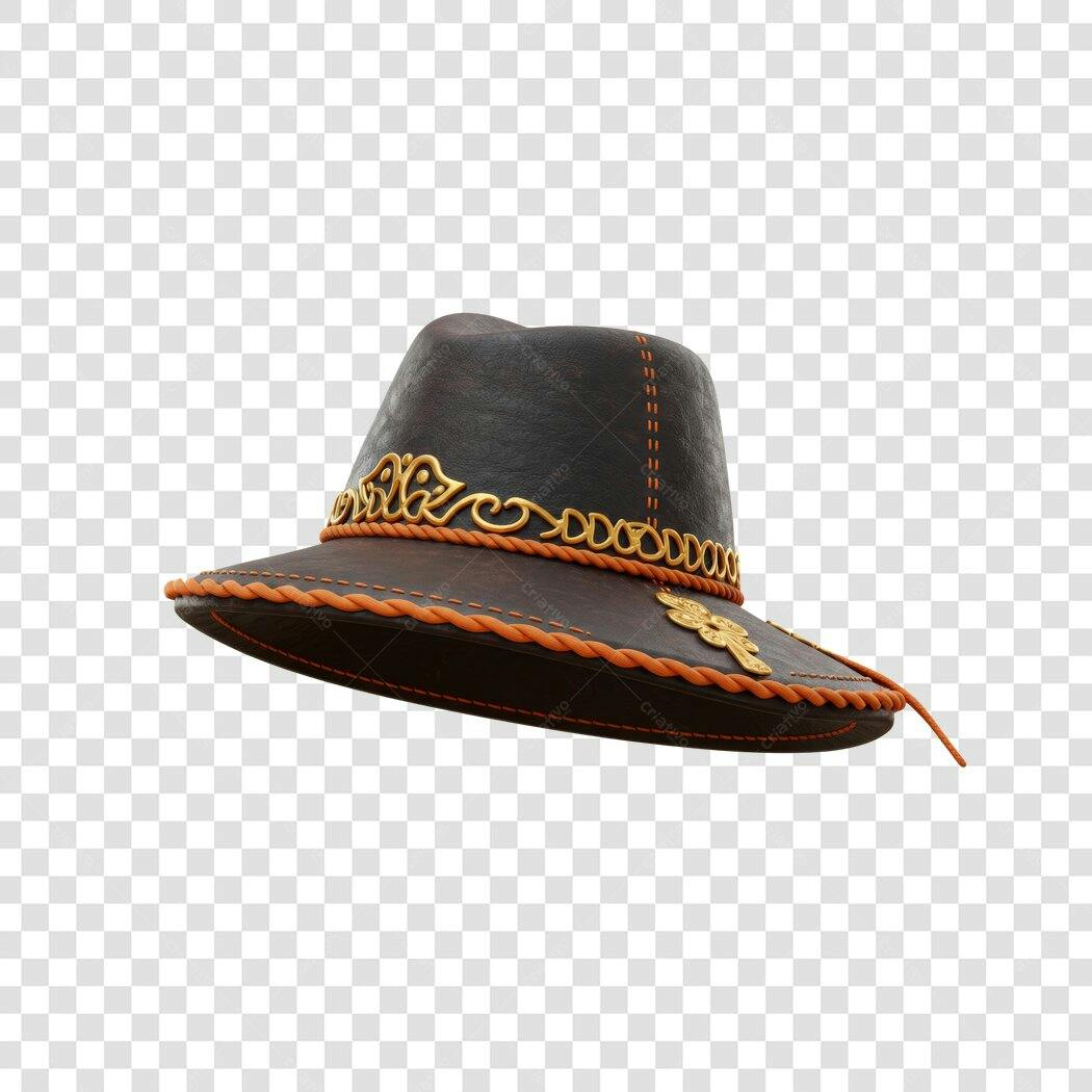 Mockup Chapeu Marrom Dourado PNG com fundo transparente